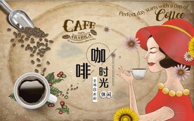 欧美风咖啡时光咖啡馆背景墙