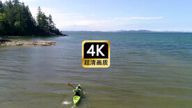 短视频素材航拍海边皮划艇选手