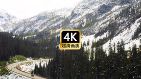 短视频素材航拍冬季山区公路车辆