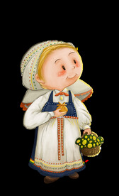 采花朵的小女孩