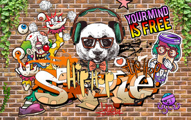 砖墙英文街头涂鸦工装背景墙