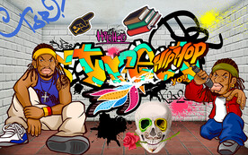 个性街头涂鸦工装背景墙