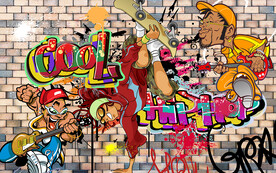 街头文化涂鸦工装背景墙