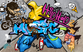 街头文化涂鸦英文工装背景墙