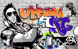 个性涂鸦街头文化工装背景墙