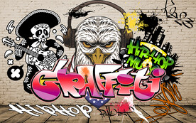 嘻哈涂鸦老鹰音乐工装背景墙