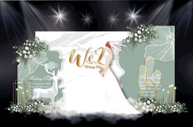 白绿色婚礼背景图片