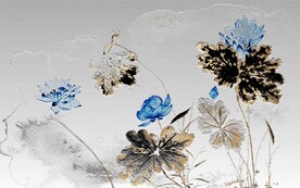 新中式浮雕蓝莲花电视背景墙