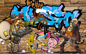 砖墙欧美涂鸦音乐工装背景墙