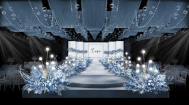 白蓝色布幔吊顶婚礼效果图