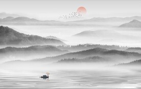 新中式抽象水墨山水风景背景墙