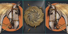 北欧风金色骏马锦鲤装饰无框画