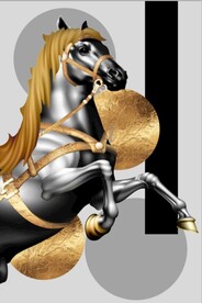 北欧风金色骏马玄关装饰画
