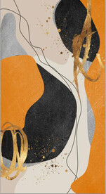 橘黄色抽象金色油画玄关装饰画