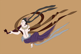 敦煌莫高窟390窟弹琵琶飞天