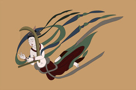敦煌莫高窟390窟壁画箜篌飞天