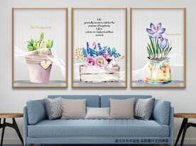 现代简约小清新植物花盆无框画