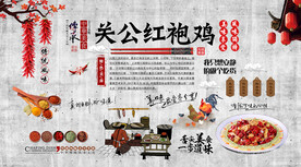 关公红袍鸡背景墙