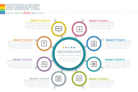 商务PPT八个分项信息图表布局