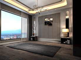 现代卧室场景空景效果图