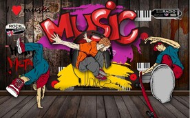 欧美风MUSIC酒吧KTV壁画