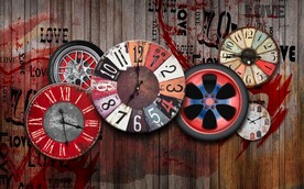 欧美工业风钟表餐饮酒吧背景墙