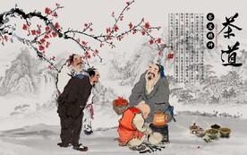 复古怀旧茶道茶楼背景墙壁画