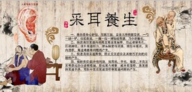 采耳养生中医文化背景墙壁画