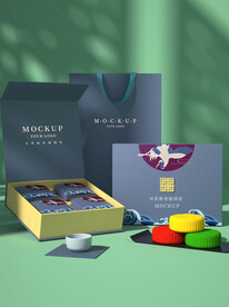 3d中秋月饼包装盒样机模型