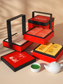 3d中秋月饼包装盒样机模型