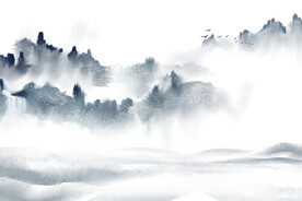 插画国潮山水背景