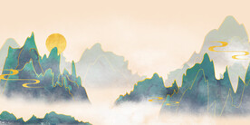 新中式客厅山水电视背景墙