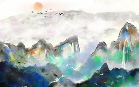新中式意境山水背景图