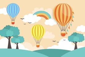 森林热气球儿童壁画