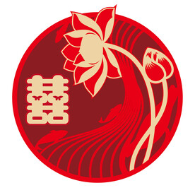 荷花鲤鱼流水金卡双层喜字