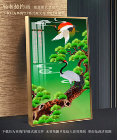 迎客松仙鹤玄关装饰画