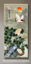  仙鹤迎客松玄关装饰画