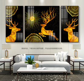 鎏金抽象客厅装饰画三联画玄关画
