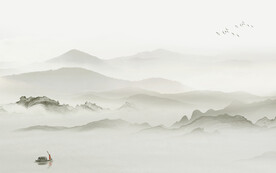 中国风山水中式画 TIF分层图