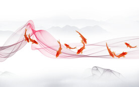 线条山水中式画 TIF分层图