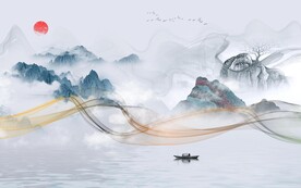 大气 山水中式画 TIF分层图