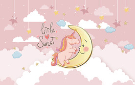 可爱卡通独角兽儿童房背景墙