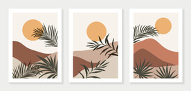 植物山脉插画装饰画