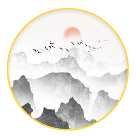 圆形装饰画 山水画