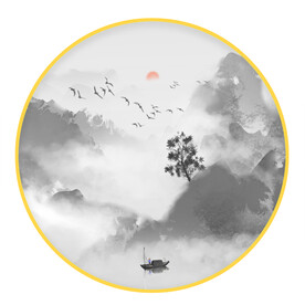 圆形画 山水画