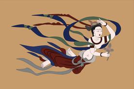 敦煌莫高窟壁画390窟献花飞天