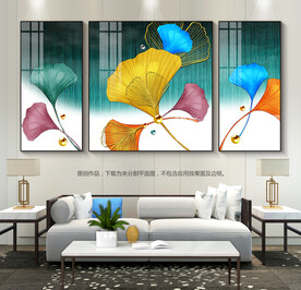 现代创意装饰画银杏叶挂画