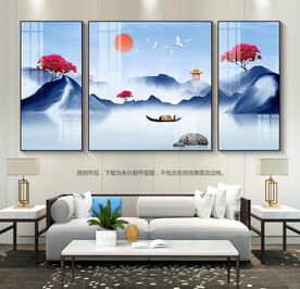 现代创意山水装饰画石来运转挂画