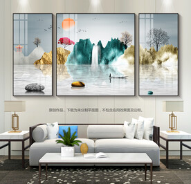 现代抽象山水风景客厅装饰画挂画