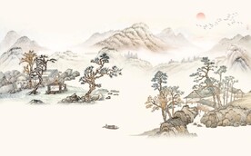 新中式水墨山水国画电视背景墙